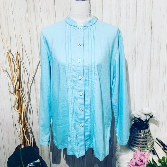 FRENCH Laundry Linen Button Down Top Size Medium - Picture 2 of 7